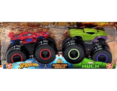 Mattel Hot Wheels Monster trucks demoliční duo Spiderman a Hulk