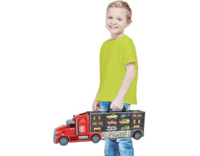 1:16 Tahač s auty a vrtulníkem 55 cm - Poškozený obal