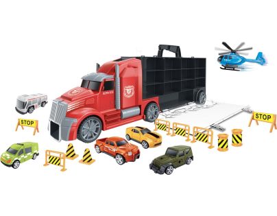 1:16 Tahač s auty a vrtulníkem 55 cm - Poškozený obal