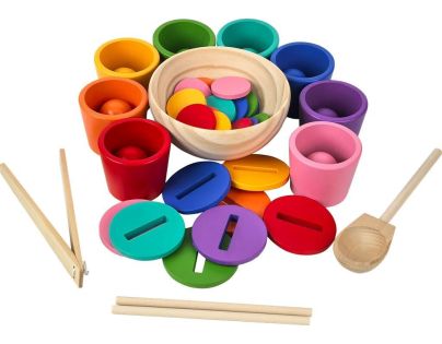 2Kids Toys Duhové kuličky, mince a kalíšky 8 barev