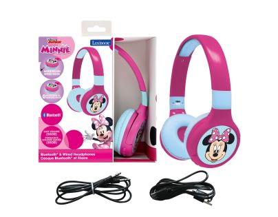 Lexibook 2v1 bluetooth skládací sluchátka Minnie s limitem hlasitosti