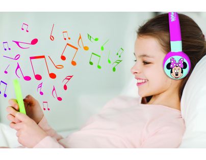 Lexibook 2v1 bluetooth skládací sluchátka Minnie s limitem hlasitosti