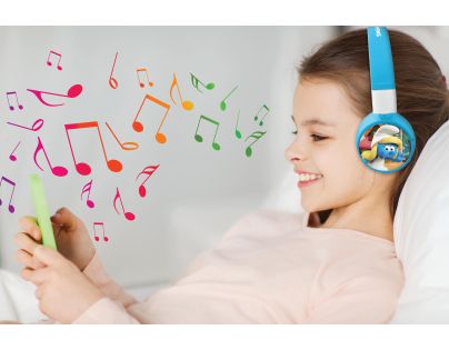 Lexibook 2v1 bluetooth skládací sluchátka Šmoulové s limitem hlasitosti