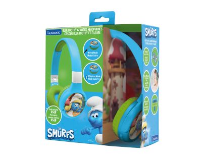 Lexibook 2v1 bluetooth skládací sluchátka Šmoulové s limitem hlasitosti