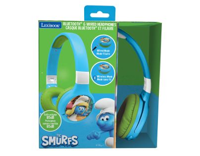 Lexibook 2v1 bluetooth skládací sluchátka Šmoulové s limitem hlasitosti