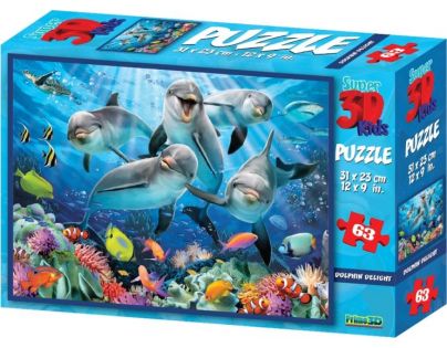 3D Puzzle Delfíni 63 dílků