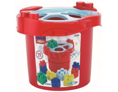 Abrick 7735 Maxi Kbelík vkládačka s kostkami - II.jakost - Červená