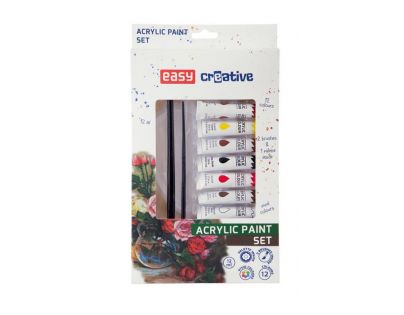 Easyoffice Akrylové barvy Set 12 barvy se štětci a paletou