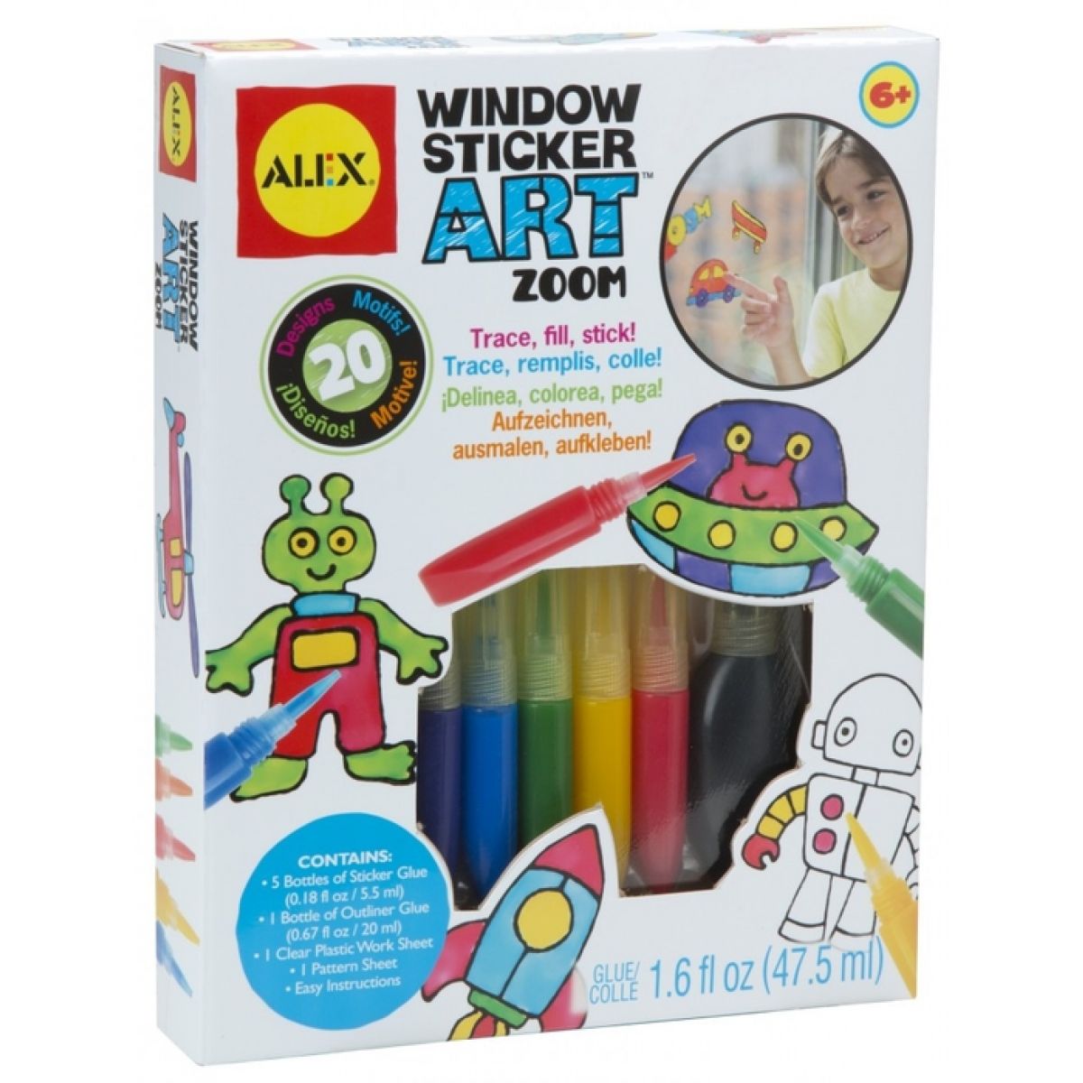 ALEX 743Z - Barvy na okno 6 barev, lepidlo a předlohy v krabičce od 6 let
