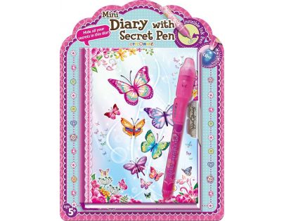 Alltoys Mini deník s tajným perem Motýlci