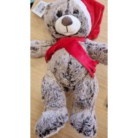 Alltoys Plyšový medvěd šedý s čepicí a šálou  40 cm