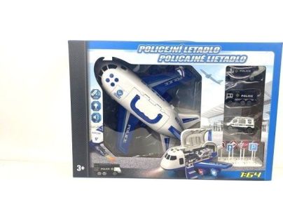 Alltoys Policejní letadlo s nákladním prostorem a se 3 autíčky 1 : 64