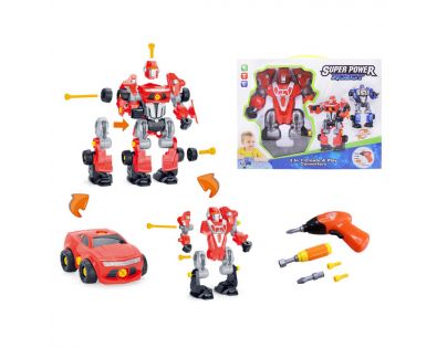 Alltoys Šroubovací robot s vrtačkou se světlem Červený - Poškozený obal 