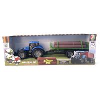 Alltoys Traktor s valníkem a dřevem modrý 3