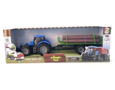 Alltoys Traktor s valníkem a dřevem modrý