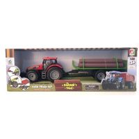 Alltoys Traktor s valníkem a dřevem červený 3