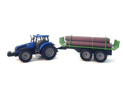Alltoys Traktor s valníkem a dřevem modrý