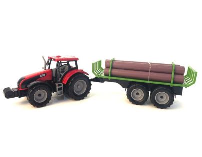 Alltoys Traktor s valníkem a dřevem červený