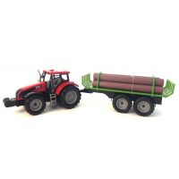 Alltoys Traktor s valníkem a dřevem červený 2