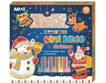 Anděl Přerov Barvy na sklo Vánoční sada 10 barev 10,5 ml + 12 sklíček