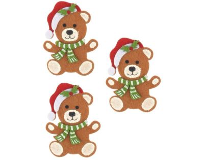 Anděl Přerov Medvídci z filcu na kolíčku 5,5 x 7,5 x 0,3 cm, 3 ks v sáčku