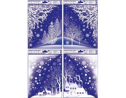 Anděl Přerov Okenní fólie s glitry rohová Zimní krajina 38 x 30 cm