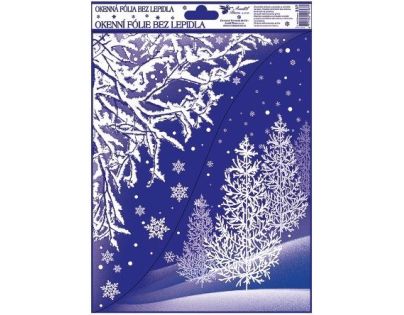 Anděl Přerov Okenní fólie s glitry rohová Zimní krajina 38 x 30 cm