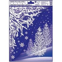 Anděl Přerov Okenní fólie s glitry rohová Zimní krajina 38 x 30 cm 2