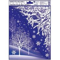 Anděl Přerov Okenní fólie s glitry rohová Zimní krajina 38 x 30 cm 3