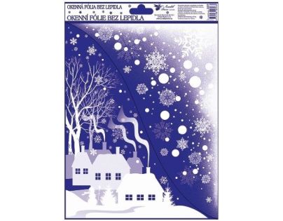 Anděl Přerov Okenní fólie s glitry rohová Zimní krajina 38 x 30 cm
