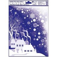 Anděl Přerov Okenní fólie s glitry rohová Zimní krajina 38 x 30 cm 5