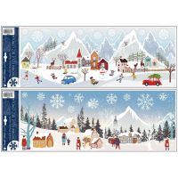 Anděl Přerov Okenní fólie s glitry Zimní vesnička 21 x 59,5 cm