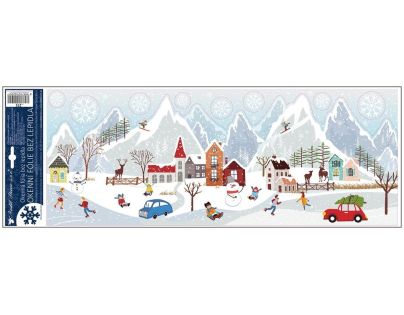 Anděl Přerov Okenní fólie s glitry Zimní vesnička 21 x 59,5 cm