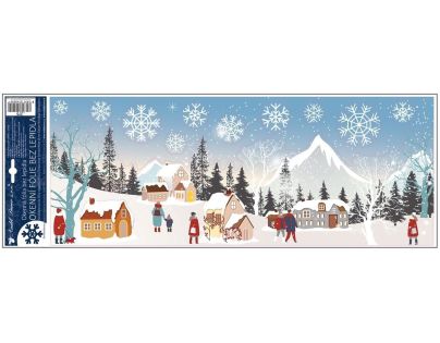 Anděl Přerov Okenní fólie s glitry Zimní vesnička 21 x 59,5 cm