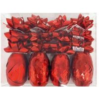 Anděl Přerov Sada na balení dárků červená, rozeta 5 x 2 x 5 cm 12 ks, stuha 0,5 cm x 10 m 4 ks