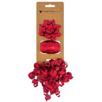 Anděl Přerov Sada na balení dárků červená, rozeta 7 x 3,5 x 7 cm, stuha 0,5 cm x 10 m, kudrlina s lepíkem