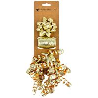 Anděl Přerov Sada na balení dárků zlatá, rozeta 7 x 3,5 x 7 cm, stuha 0,5 cm x 10 m, kudrlina s lepíkem