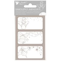 Anděl Přerov Samolepicí jmenovky na dárky 8 x 16 cm se stříbrnou ražbou, 6 ks