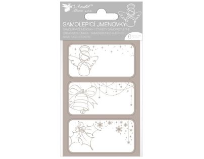 Anděl Přerov Samolepicí jmenovky na dárky 8 x 16 cm se stříbrnou ražbou, 6 ks
