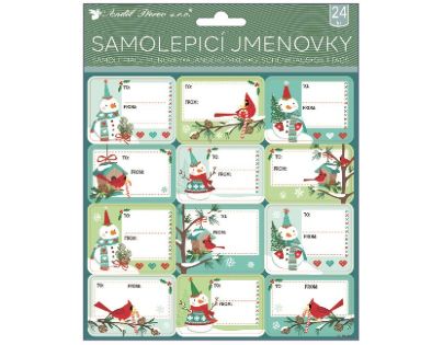 Anděl Přerov Samolepicí jmenovky na dárky s glitry 18x18cm, 24ks