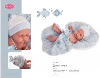 Antonio Juan 4073 Luni spící realistická panenka miminko s celovinylovým tělem 26 cm