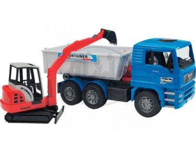 BRUDER 02746 - MAN kontejner a minibagr SCHAEFF