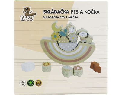 BABU - Balanční dřevěná hra PES a KOČKA