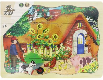 BABU - Dřevěné puzzle chaloupka - 24 dílků