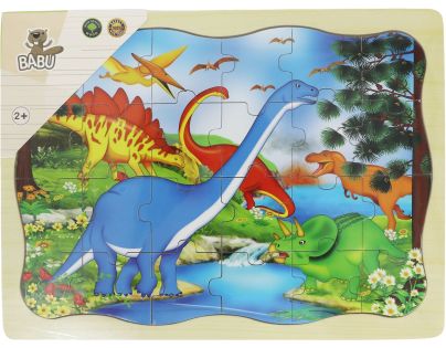 BABU - Dřevěné puzzle dinosaurus - 24 dílků