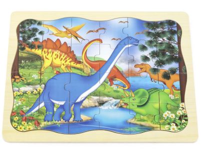 BABU - Dřevěné puzzle dinosaurus - 24 dílků