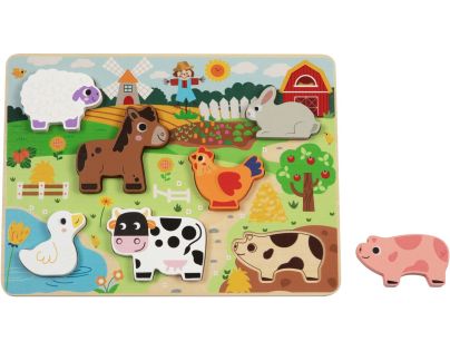 BABU - Dřevěné vkládací puzzle malá FARMA