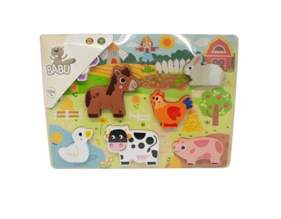 BABU - Dřevěné vkládací puzzle malá FARMA