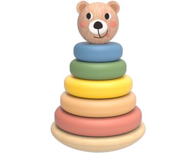 BABU - Skládací pyramida pastelové kroužky MEDVĚD