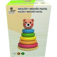 BABU - Skládací pyramida pastelové kroužky MEDVĚD 2